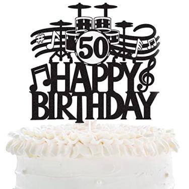 Imagem de Piano Music Happy 50th Birthday Cake Topper - Misic Note Party Glitter Cake Topper - Musician 50th Birthday Party Decoration For Men