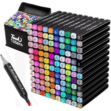 Imagem de Estojo 120 Canetas Marcador para Colorir - Conjunto Canetinha Profissional Tiktok Marcadora Permanente de Ponta Dupla Cores diferenciadas