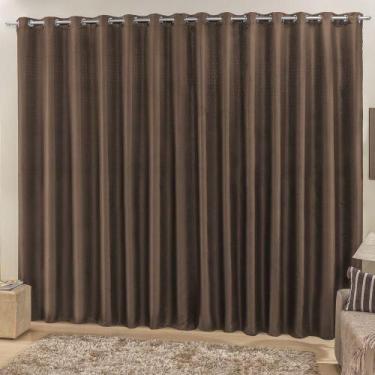 Imagem de Cortina 4M Quarto Escritório Ráfia Varão Baratissima Tabaco - Casa Sho