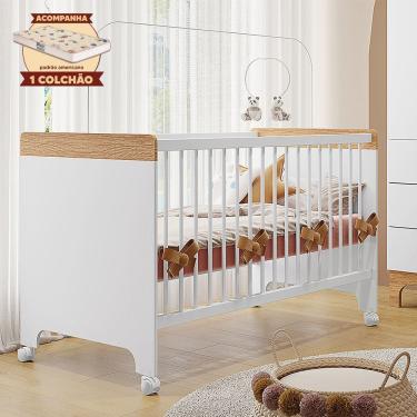 Imagem de Berço Cama Infantil Doçura com Colchão Branco/savana