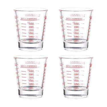 Imagem de Copos de shot copo medidor expresso shot vidro líquido vidro pesado copo de vinho 2 pacotes 26 medida incremental 1oz, 6 Tsp, 2 Tbs, 30 ml por BCnmviku, 4 pack-red