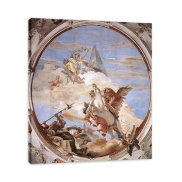 Imagem de Belerofonte em Pegasus Giovanni Battista Tiepolo Impressão em tela – Obra-prima rococó barroca, pintura escolar de Veneza, pintura a óleo decorativa para galeria doméstica 50 x 65 cm
