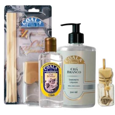 Imagem de Kit Aromas Coala Chá Branco + 1 Mini Difusor, 1 Difusor de Aromas 100ml, 1 Limpador Perfumado 120ml, 1 Sabonete Líquido 500ml, Renove Seu Ambiente.