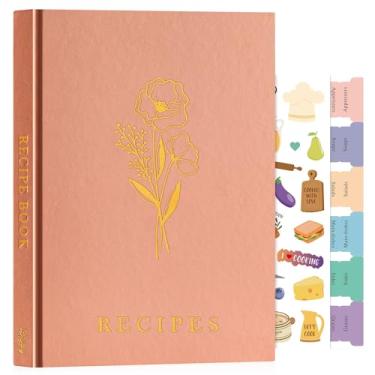 Imagem de Lanpn Caderno de receitas em branco para escrever em suas próprias receitas, capa de couro B5, à prova d'água, caderno de culinária vazio para 70 receitas, livro de receitas com adesivos para