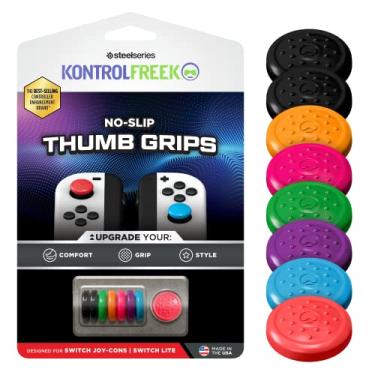 Imagem de KontrolFreek No-Slip Thumb Grips for Nintendo Switch Joy-Con Controller | 8-Pack | Blue/Green/Red/Black/Pink/Purple/Orange
