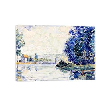 Imagem de Paul Signac Famosas Pinturas-Impressas em Tela-Rio-Moderno Pôster Decoração Sala de Estar e Quarto 50x70cm20x27in Tela Embrulhada