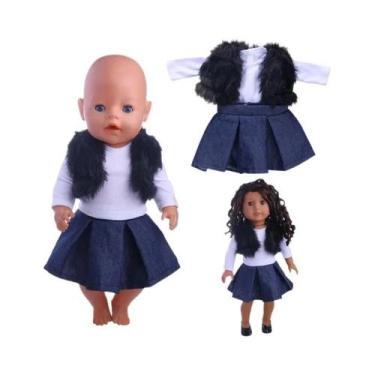 Imagem de Roupas De Boneca De Pelúcia Preta, Capa De Chuva Para Boneca De 43cm, 
