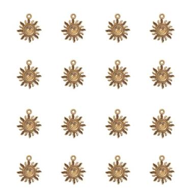 Imagem de Ruwado 30 conjuntos de bandejas de metal com pingente de sol de 2,1 x 1,8 cm com cabochão de vidro de 8 mm, pingentes vintage redondos planos em branco para fazer joias faça você mesmo, colar com foto