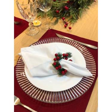 Imagem de Anel Porta Guardanapo Argola Natal Vermelho Luxo mini guirlanda 6 Unid