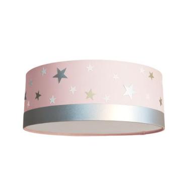 Imagem de Luminária Plafon Infantil Estrelas Cúpula 40x15 2e27 Rosa - Tom Luz