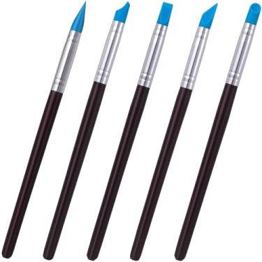 Imagem de SmallCat 5 pincéis de tinta de silicone, ferramentas flexíveis de escultura de argila, ferramentas profissionais de escultura para artesanato, cerâmica, modelagem, escultura, faça você mesmo, azul (8