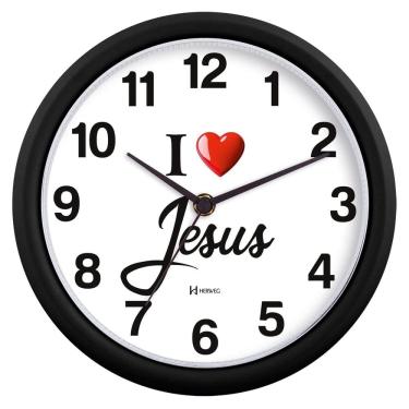 Imagem de Relógio De Parede Analógico Herweg I Love Jesus 6669 034