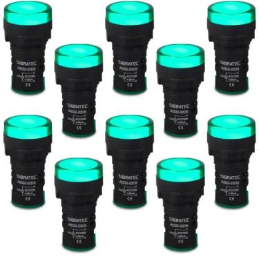 Imagem de 10 Sinaleiro Monobloco LED AD22-G Cor Verde 127/220V 22mm - Sibratec