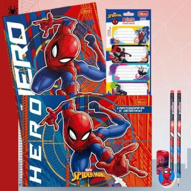 Imagem de Caderno Spider Man Brochura + Caderno Desenho Capa Dura 80fls Tilibra 