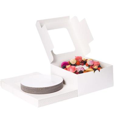 Imagem de Caixas de bolo Moretoes 24 conjuntos de 25 x 25 x 12 cm com tábuas de 