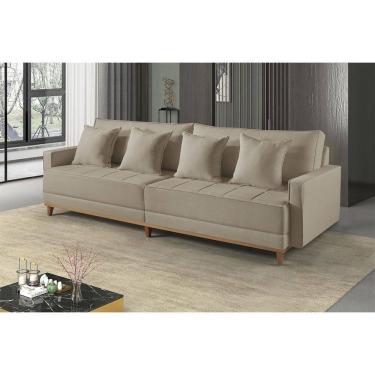 Imagem de Sofa Fixo 5 Lugares M-199 2,40m Molas Bonnel Almofadas Soltas Linho Estofados Martins