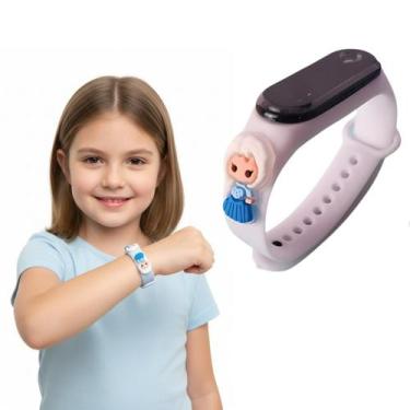 Imagem de Relógio Infantil Menina Frozen Elza Branco Digital A Prova Dagua