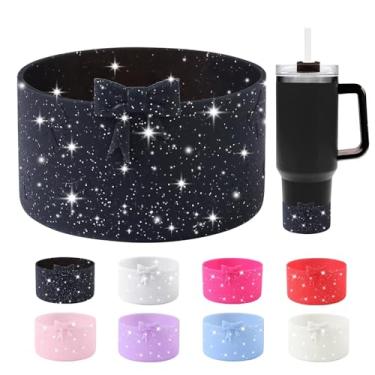 Imagem de Bota de silicone com laço de glitter para StanleyTumbler 567.0-1,134.0 g & Owala garrafa de água 680.4 g & IceFlow 567.0 g 850.5 g & Hydroflask garrafa de água 340.2-680.4 g capa antiderrapante para