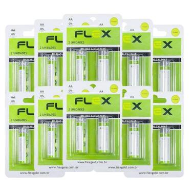 Imagem de KIT 20 Unidades Pilha Alcalina Flex AA 1,5 - 10 Cart c/2 un
