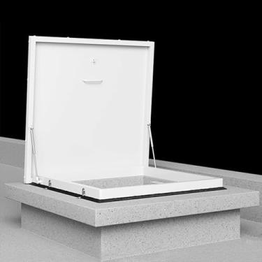 Imagem de Porta de teto de aço anti-roubo claraboia telhado tampa de ventilação de porão para tampa de acesso de emergência, tampa de poço, tampa de adega (23,6 x 23,6 pol (60 x 60 cm) - branco)