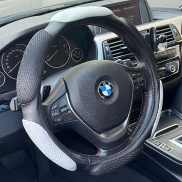 Imagem de Tampa Do Volante Do Carro, Capa para Volante de Carro Antiderrapante Fibra de Carbono Respirável Esponja Almofada 38cm(Cinza)