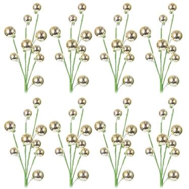 Imagem de KI Store Palitos de árvore de Natal champanhe, 8 peças, enfeites de árvore de galho de bola de Natal para decorações de árvore de Natal, buquê floral de férias