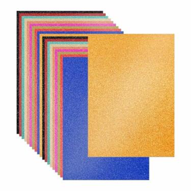 Imagem de Cartolina grossa com glitter, 10 cores variadas, 20 folhas, papel de construção com glitter, 250 g/m2, cartão de papel brilhante durável para artesanato, decoração, cartão faça você mesmo, álbum de