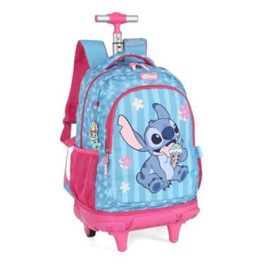 Imagem de Mochila Com Rodinhas Escolar Stitch E Angel Pink e Azul - Luxcel sku 4