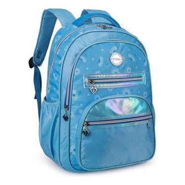 Imagem de Mochila Juvenil Feminina Floral C/ Pompom Super Modena 2024 - Kika, Az