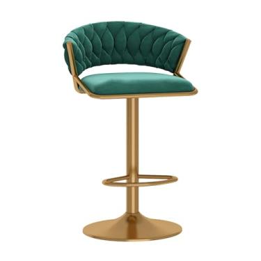 Imagem de Bancos de bar giratórios, 1 peça, banquetas de veludo ajustáveis para cozinha, ilha, sala de jantar, cadeiras de bar modernas com encosto trançado