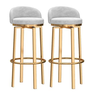 Imagem de Bancos de bar giratórios, conjunto de pernas de metal dourado, moderno, banco de bar com altura para balcão, cadeiras de jantar altas para casa, cozinha e ilha