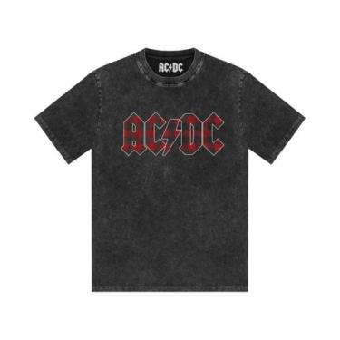 Imagem de Camiseta Masculina Estampada AC/DC Band, Lavada, Retro, Manga Curta, C
