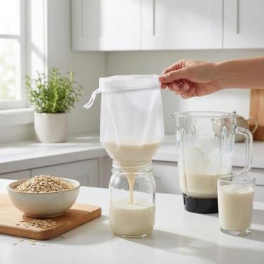 Imagem de Sacos de nylon multiuso, filtro de malha ultrafina para leite de soja, suco de frutas, suco de vegetais, resíduos de vinho, ferramenta de cozinha reutilizável para coar e preparar alimentos, pacote