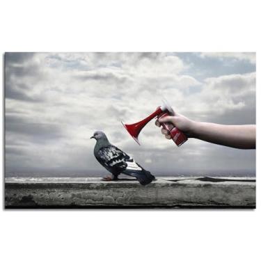 Imagem de 910 Pôster engraçado pássaros impressões em tela mãos arte de parede para casa 1 painéis decorações não ramed 33.0 cm x 20.3 cm