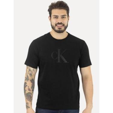 Imagem de Camiseta Calvin Klein Jeans Masculina Nape Logo CK Gel Preta-Masculino