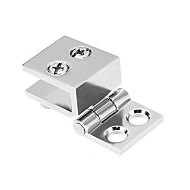Imagem de Novo 4 peças para dobradiça de porta de vidro de 5-8 mm de espessura braçadeira de vidro de liga de zinco 0 graus armário vitrine dobradiças dobradiças de porta de armário