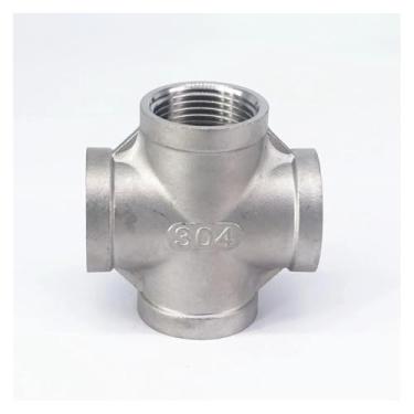 Imagem de 2,5 cm fêmea 304 aço inoxidável cruz conector 4 vias encaixe de tubulação água óleo ar