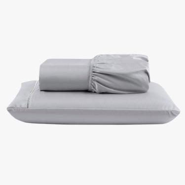 Imagem de Jogo De Lençol Peletizado 400 Fios Solteiro 2 Peças Casa - Hotel - Pousada Barato - Cinza