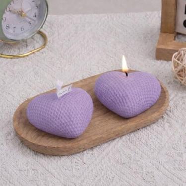 Imagem de Vela casamento aniversario lembrancinha 80g kit 10 romântica presente namorados decoração ambiente formato coração decorativa (Lilás)