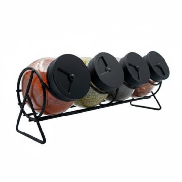 Imagem de Kit Porta Tempero Pote De Vidro 4 Peças 100ml Tampa de Rosca - EM CASA