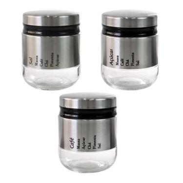 Imagem de Jogo de porta tempero com 3 peças de inox 900ml - Amigold