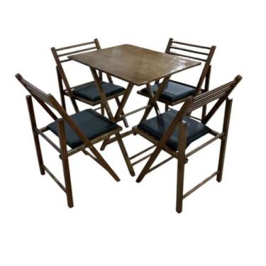 Imagem de Conjunto Dobrável com Mesa de Madeira e 4 Cadeiras Estofadas - Arysson