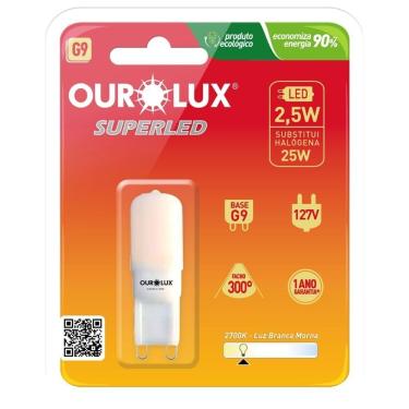 Imagem de Lâmpada Super Led G9 2,5 Watts 110 Volts 2700k Fosca 300º 20156 Ourolux Superled G9 2,5 Watts 11