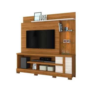 Imagem de Estante HomeTheaterAlanPara Tv 55 Polegadas Com Pés Naturale / Off Whi