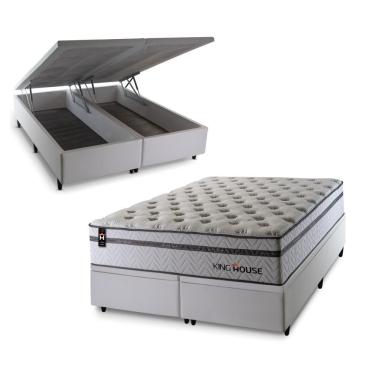 Imagem de Cama Box Baú Bali Relax Magnetico 193x203 Cinza King House