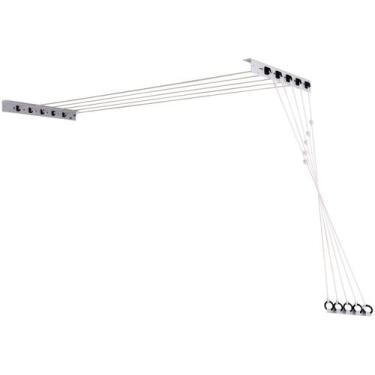 Imagem de Varal de Parede 5 Cordas Independentes Teto Polimax 3,5m Aço - Maxeb