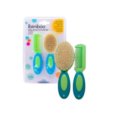 Imagem de Kit Pente E Escova Cerdas Naturais Azul - Ibimboo