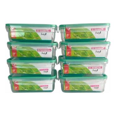Imagem de 8 Pote Plástico Com Travas Hermético 1,24l Marmita Freshy Sanremo