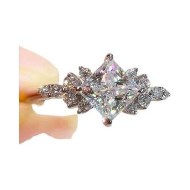 Imagem de Anel De Casamento Princess Square CZ Para Mulheres, Acessórios Delicad
