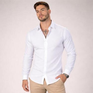Imagem de Camisa Social Masculina Semi Slim Algodão Manga Longa Premium - Volgue